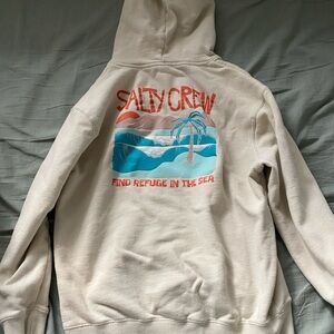 Ty Cream Hoodie with Tropical Print